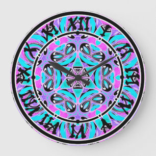 Reloj Redondo Grande Neon kaleidoscope , mandala