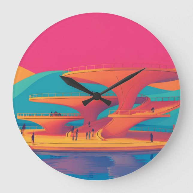 Reloj Redondo Grande neon lagoon sunset neon futurist park floating pla (Anverso)