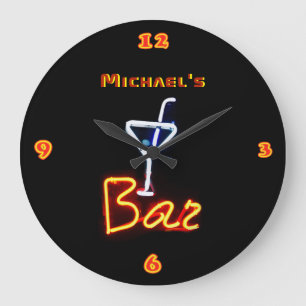 Reloj Redondo Grande Neon Light BAR RÓTULO personalizado ManCave