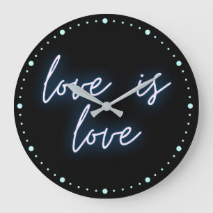 Reloj Redondo Grande Neon Love is Love Word Art