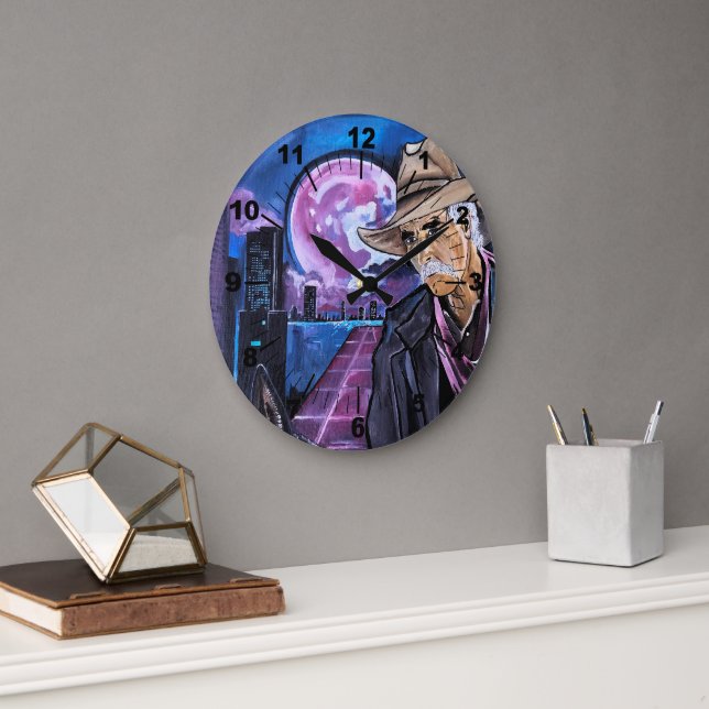 Reloj Redondo Grande Neon Moon Painting by Alfred Fox (Oficina)