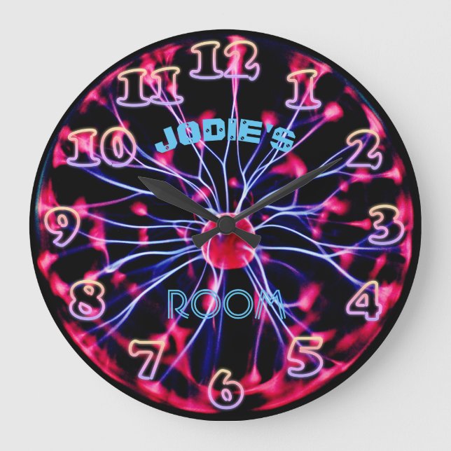 Reloj Redondo Grande Neon Plasma Ball - Sala de juegos personalizada (Anverso)