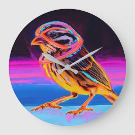 Reloj Redondo Grande Neon Sparrow con acentos brillantes