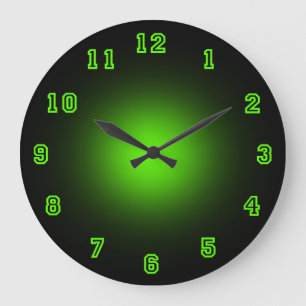 Reloj Redondo Grande Neón verde 10,75"