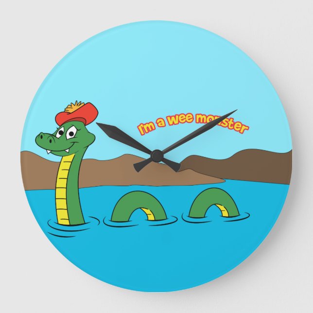 Reloj Redondo Grande Nessie (monstruo de Loch Ness) (Anverso)