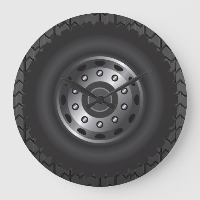 Reloj Redondo Grande Neumáticos para camiones MONSTER #1 (Anverso)