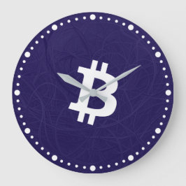 Reloj Redondo Grande Neurona de Bitcoin Azul Oscuro