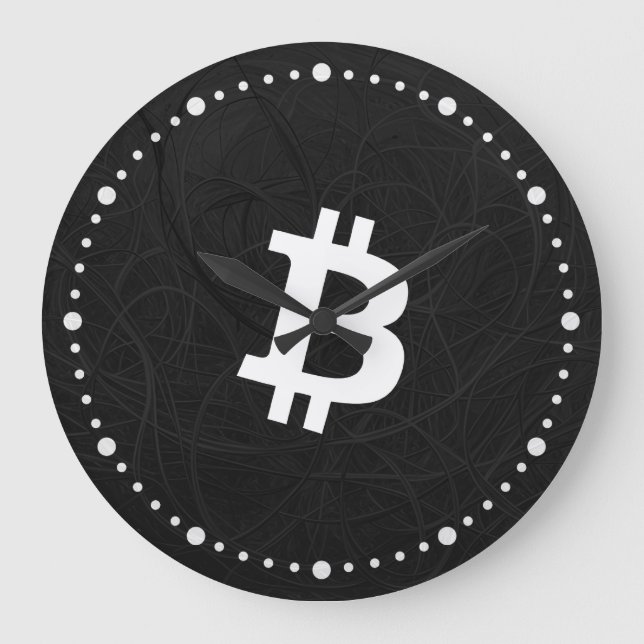 Reloj Redondo Grande Neurona negra de Bitcoin (Anverso)