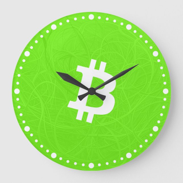 Reloj Redondo Grande Neurona Verde Bitcoin (Anverso)