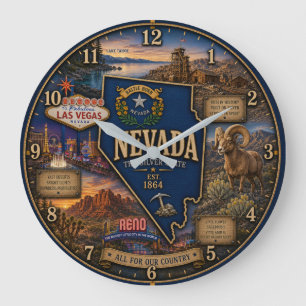 Reloj Redondo Grande Nevada State Silver Desert and Las Vegas Rustic
