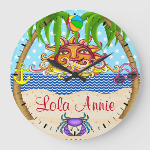 Reloj Redondo Grande New Beach Sun Ocean Wall Clock 4 - SRF