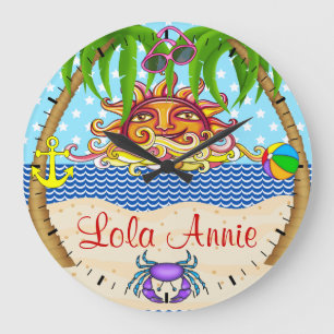 Reloj Redondo Grande New Beach Sun Ocean Wall Clock 5 - SRF