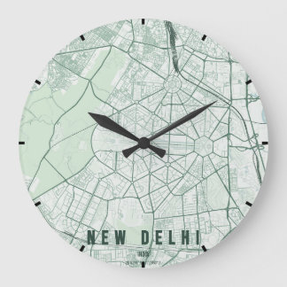 Reloj Redondo Grande New Delhi India City Map Minimal
