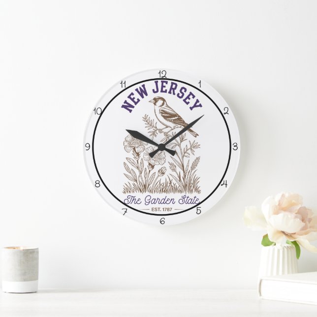 Reloj Redondo Grande New Jersey Garden State Bird (Hogar)