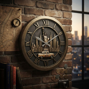 Reloj Redondo Grande New York City Statue of Liberty NYC Yellow Taxi 