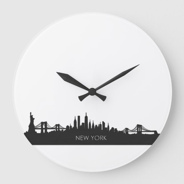 Reloj Redondo Grande New York Skyline Klok (Anverso)
