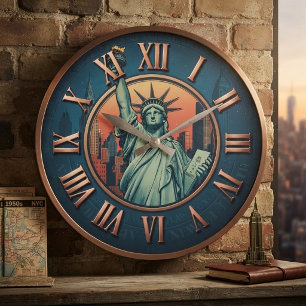 Reloj Redondo Grande New York Statue of Liberty The City