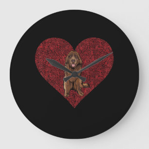 Reloj Redondo Grande Newfoundland valentines day   dog love print gift
