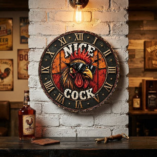 Reloj Redondo Grande Nice Funny Rooster Cool Chicken with Sunglasses