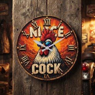 Reloj Redondo Grande Nice Funny Rooster Rustic Farmhouse Chicken
