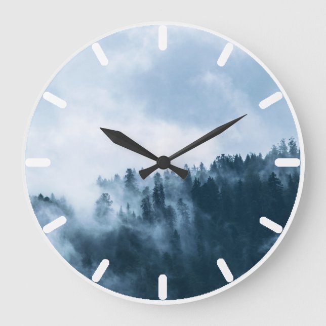 Reloj Redondo Grande Niebla atmosférica sobre un bosque (Anverso)