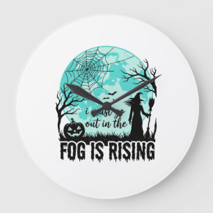 Reloj Redondo Grande Niebla de Halloween en ascenso Bruja Calabaza Cami