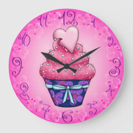 Reloj Redondo Grande Niedlicher rosa Cupcake mit Herz