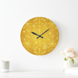 Reloj Redondo Grande Nieve Dorada