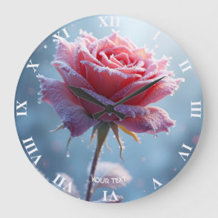 Reloj Redondo Grande Nieve rosa rosada de fantasía