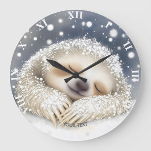 Reloj Redondo Grande Nieve suave durmiendo en la boca