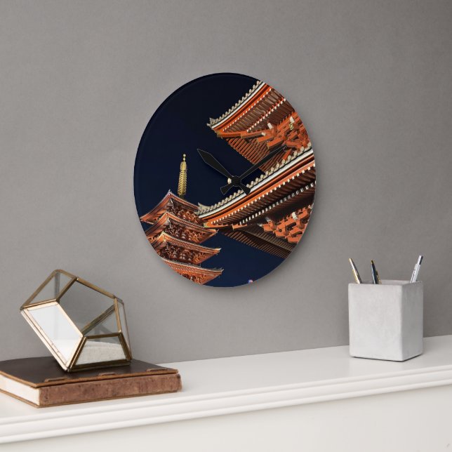 Reloj Redondo Grande Night of Kaminarimon in Tokyo Japan (Oficina)