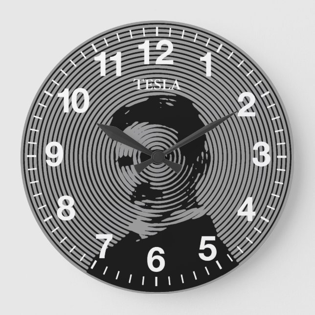 Reloj Redondo Grande Nikola Tesla (Anverso)