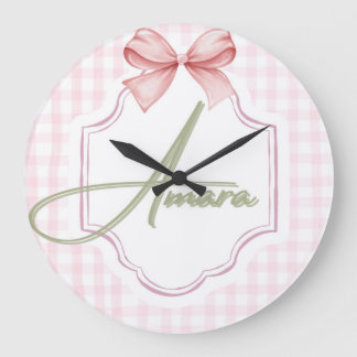 Reloj Redondo Grande Niña Amara Personalizada Bow&Gingham