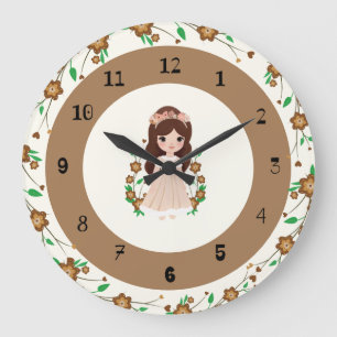 Reloj Redondo Grande Niña con flores
