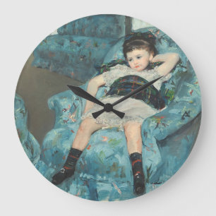 Reloj Redondo Grande Niña en una butaca azul, 1878 (oi