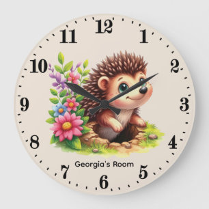 Reloj Redondo Grande Niñas erizo bebés lindas agregar nombre