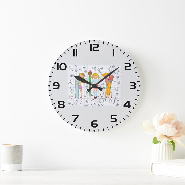 Reloj Redondo Grande Niñas escolares con una excesiva plantilla escolar (Subido por el creador)