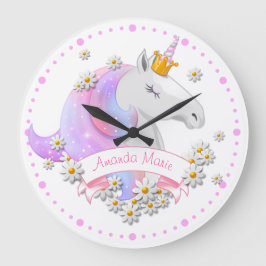 Reloj Redondo Grande Niñera de dormitorio para princesas de unicornio r