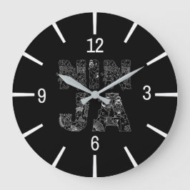 Reloj Redondo Grande Ninja Elegant Text Art