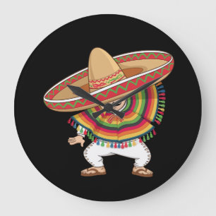 Reloj Redondo Grande Niño mexicano Dabbing Poncho Cinco de Mayo