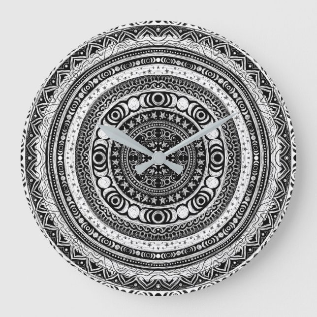Reloj Redondo Grande Niño Moon Mandala Triple Bruja Luna  (Anverso)