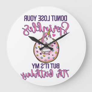 Reloj Redondo Grande Niños 7º Donut Cumpleaños Fiesta Unicornio Siete A
