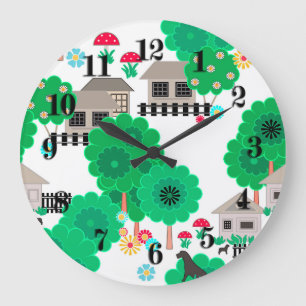 Reloj Redondo Grande Niños abstractos sin foco personalizado alberga pe