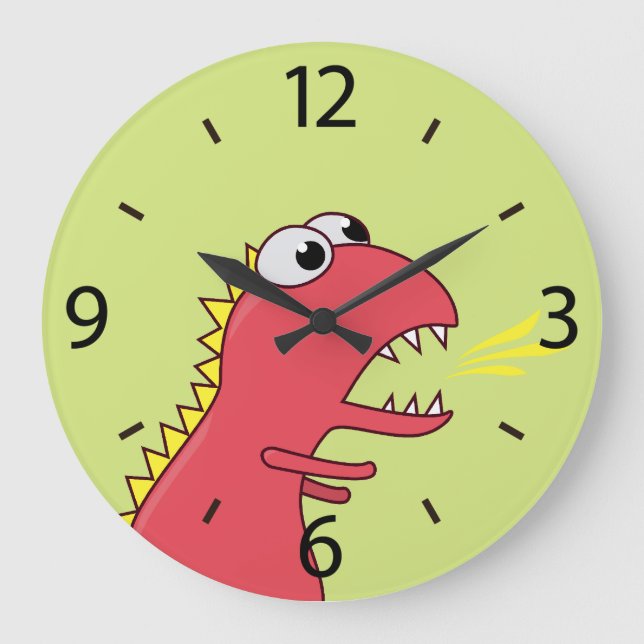 Reloj Redondo Grande Niños de dinosaurios T-Rex Personalizados de la re (Anverso)