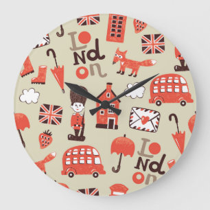 Reloj Redondo Grande Niños de Londres: Diseño de patrones divertidos