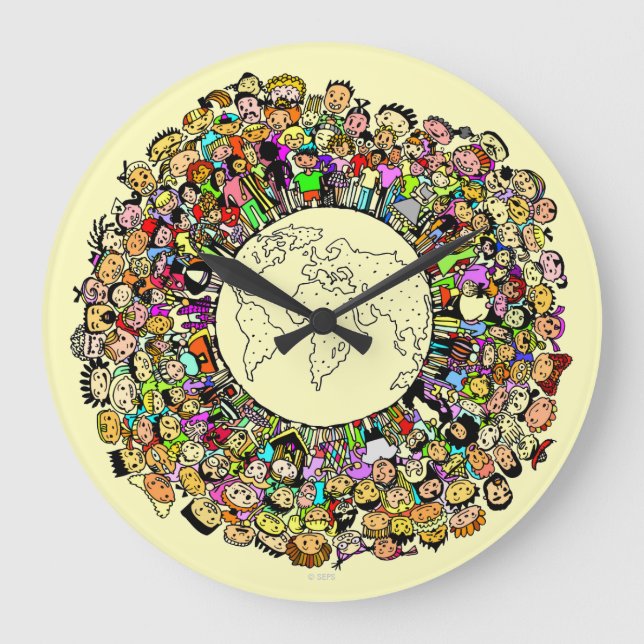 Reloj Redondo Grande Niños del mundo (Anverso)