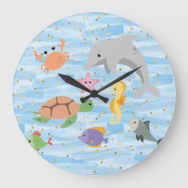 Reloj Redondo Grande Niños divertidos lindos animales marinos estrella