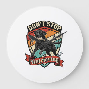 Reloj Redondo Grande No Dejes De Recuperar Labrador Retriever Negro Pat