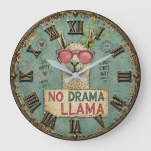 Reloj Redondo Grande No Drama Funny Llama Cute Boho Nursery