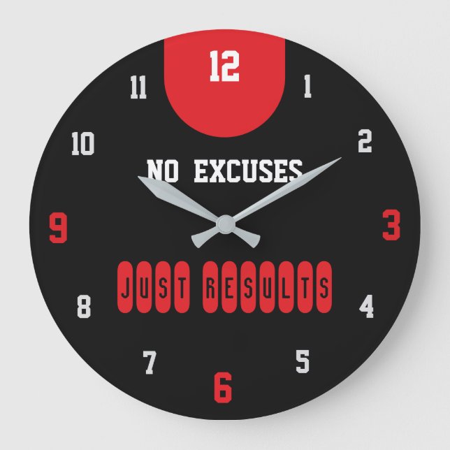 Reloj Redondo Grande No Excuses Just Results Black Fitness (Anverso)